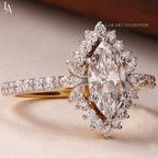Marquise Cut Halo Engagement Ring