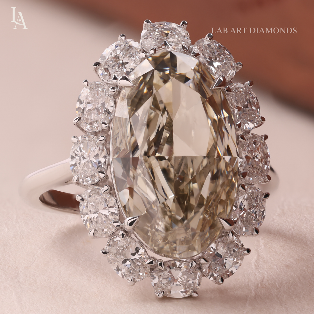 Large Oval Cut Champagne Statement Cocktail Ring