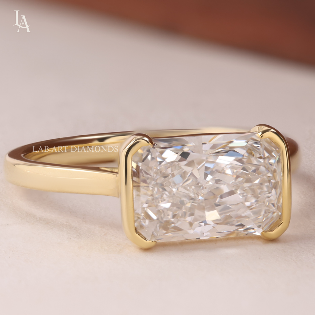 East West Radiant Cut Solitaire Engagement Ring