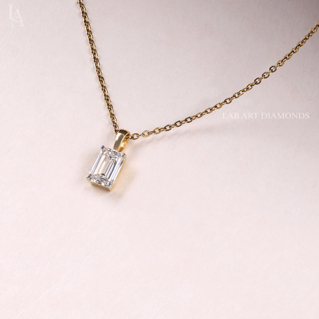 Emerald Cut Solitaire Pendent