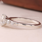 Round Cut Cascading Side Stones Engagement Ring