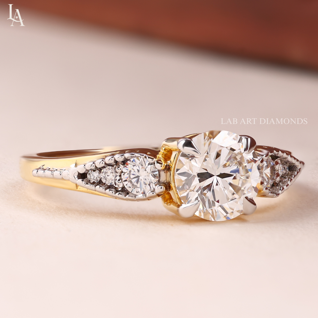 Vintage Round Cut Milgrain Engagement Ring