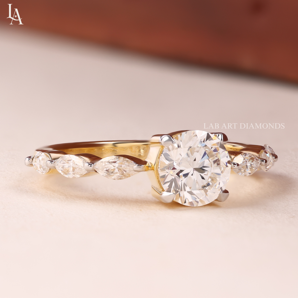 Round Cut Graduated Seven Stone Engagement Ring