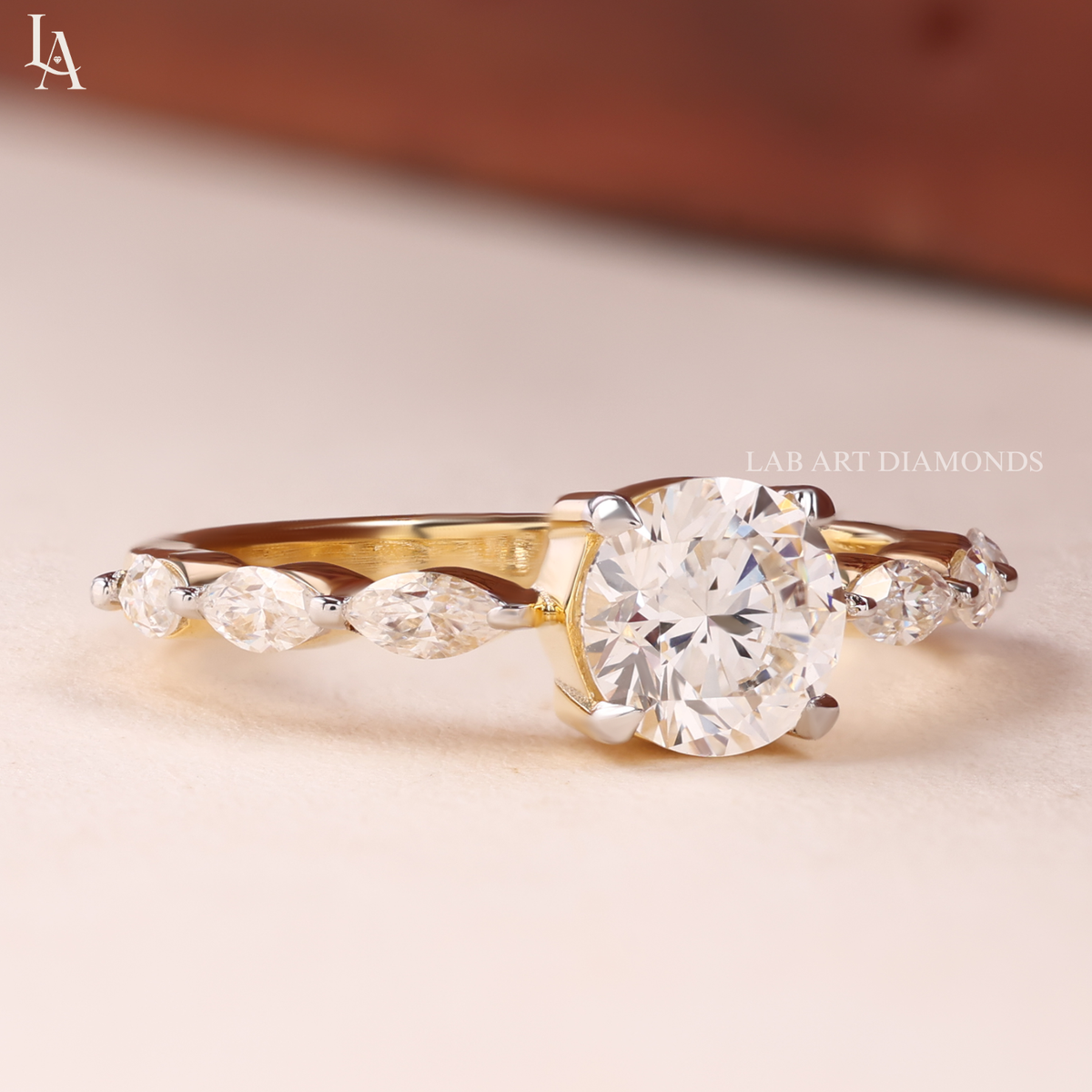Round Cut Graduated Seven Stone Engagement Ring