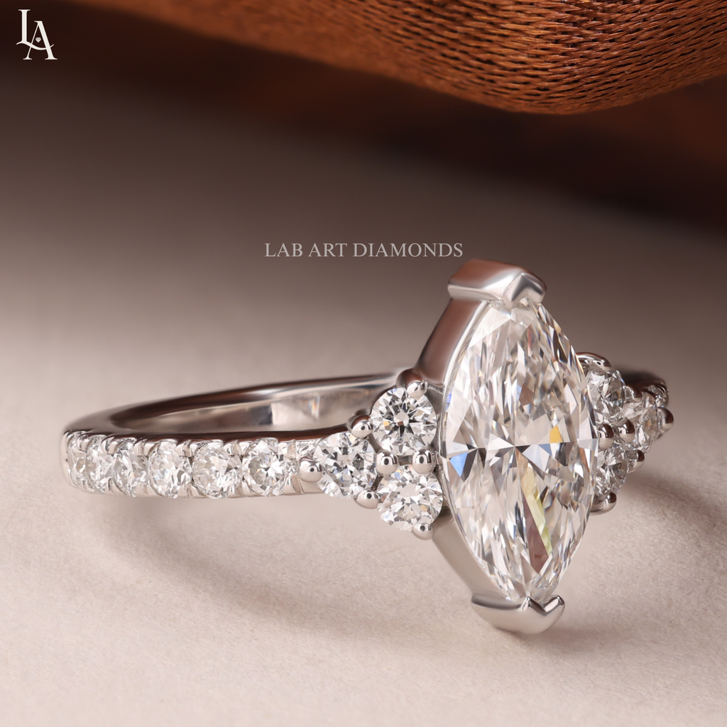 Marquise-Cut Real Lab Grown Diamond Ring