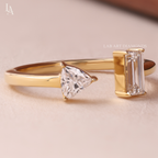 Toi Et Moi Baguette and Trillion Cuff Open Ring