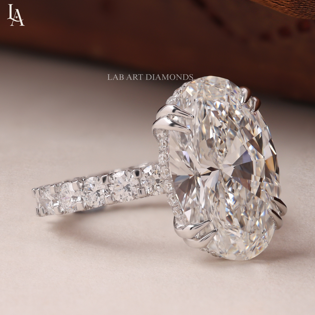 Oval Cut Hidden Halo Engagement Ring