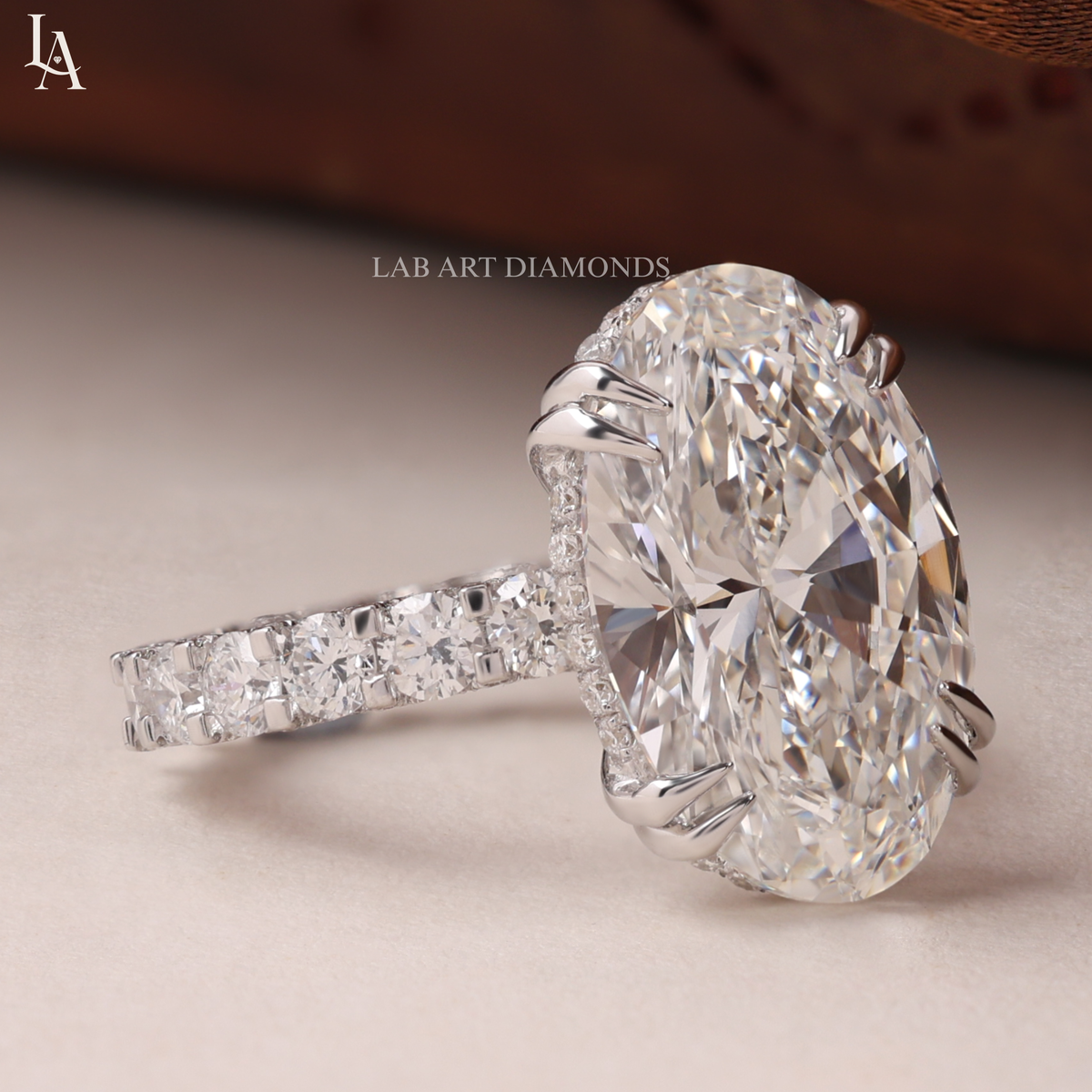 Oval Cut Hidden Halo Engagement Ring