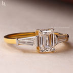 Emerald Cut Three Stone Engagement Ring