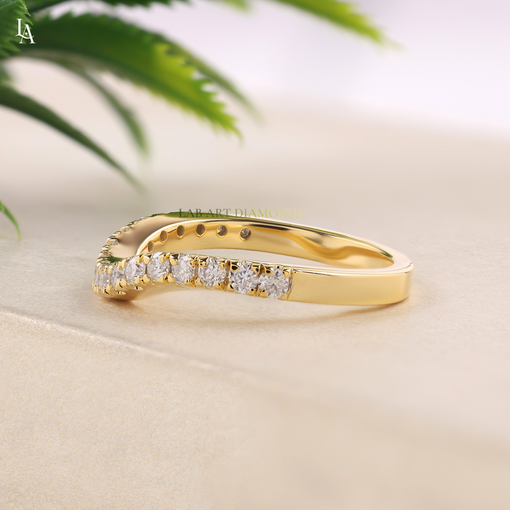 Curved U Shape Pave Contour Band
