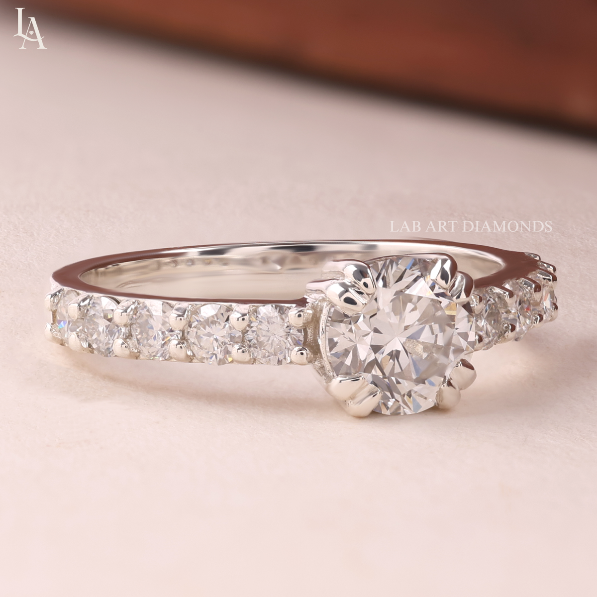Round Cut Twisted Vine Engagement Ring