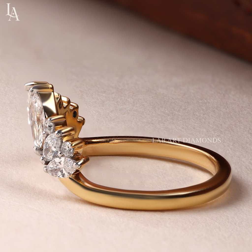Marquise Cluster Open Leaf Wrap Band
