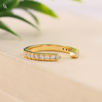 Modern Open Cuff Round Pave Half Eternity Adjustable Band