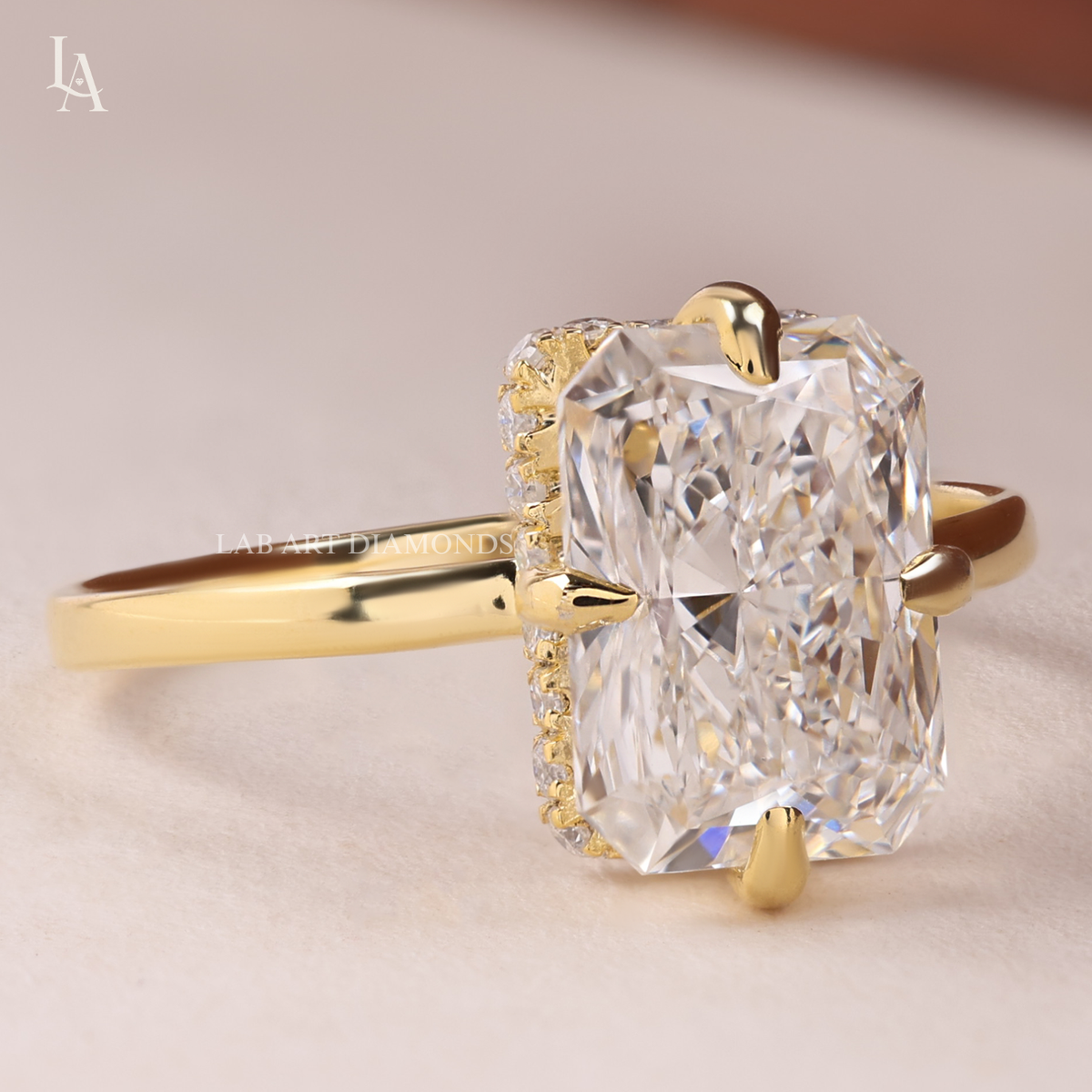 Radiant Cut Hidden Halo Solitaire Engagement Ring