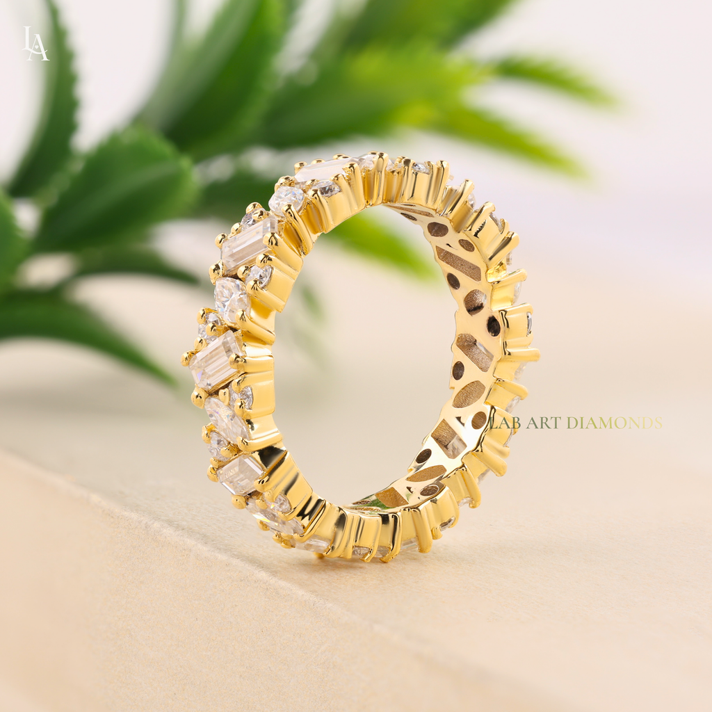 Mixed Cut Baguette Art Deco Wedding Ring