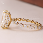 Radiant Cut Hidden Halo Marquise Eternity Engagement Ring