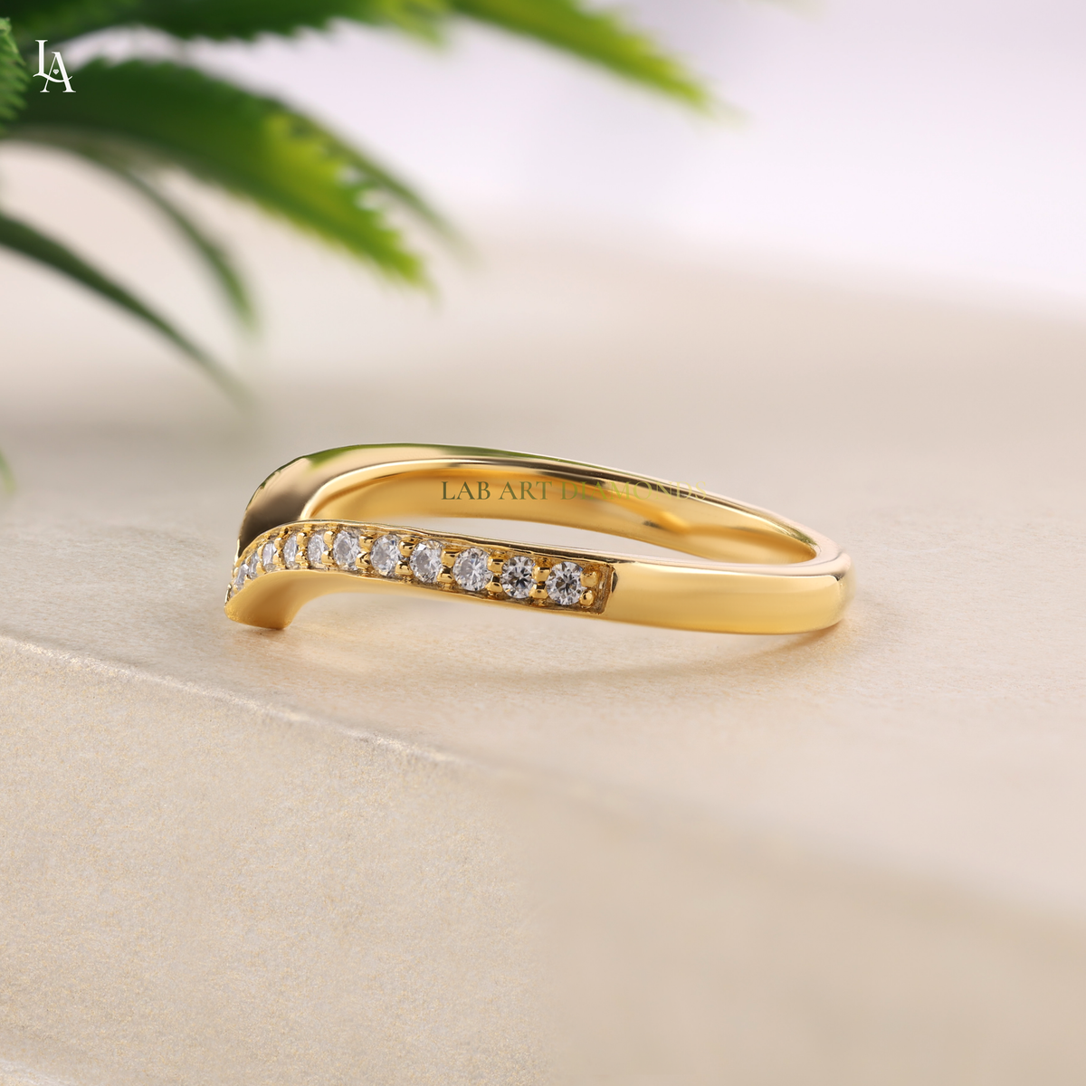 Curved Wishbone V shape Stacking Ring