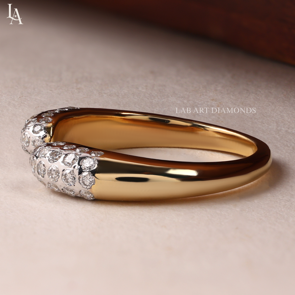 Dome Pave Diamond Open Cuff Ring