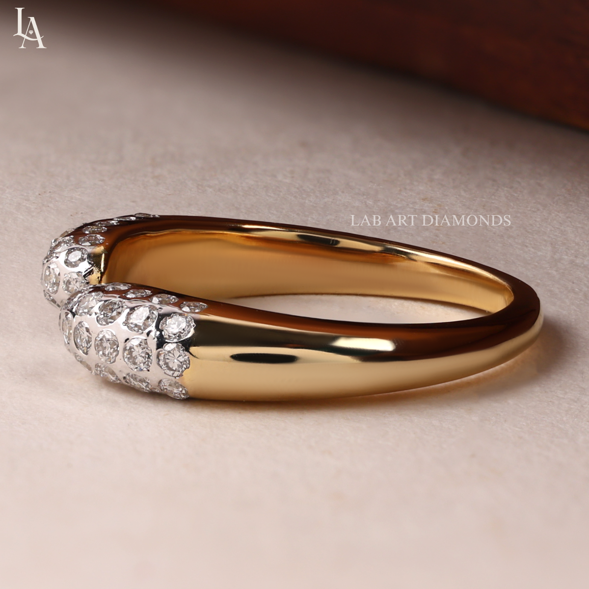 Dome Pave Diamond Open Cuff Ring