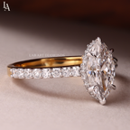 Marquise Cut Hidden Halo Engagement Ring