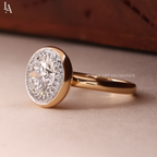 Round Cut Bezel Set Halo Engagement Ring