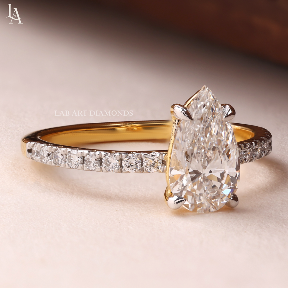 Pear Cut Tear Drop Solitaire Engagement Ring