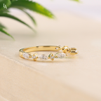 Nature Inspired Marquise Leaf Vine Open Cuff Wedding Band