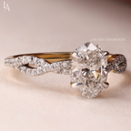 Oval Cut Hidden Halo Twisted Pave Band Engagement Ring