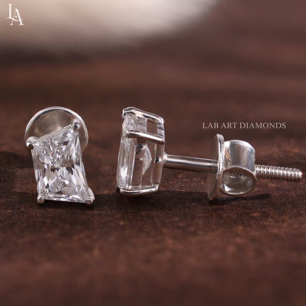 Kite Cut Solitaire Stud Earrings