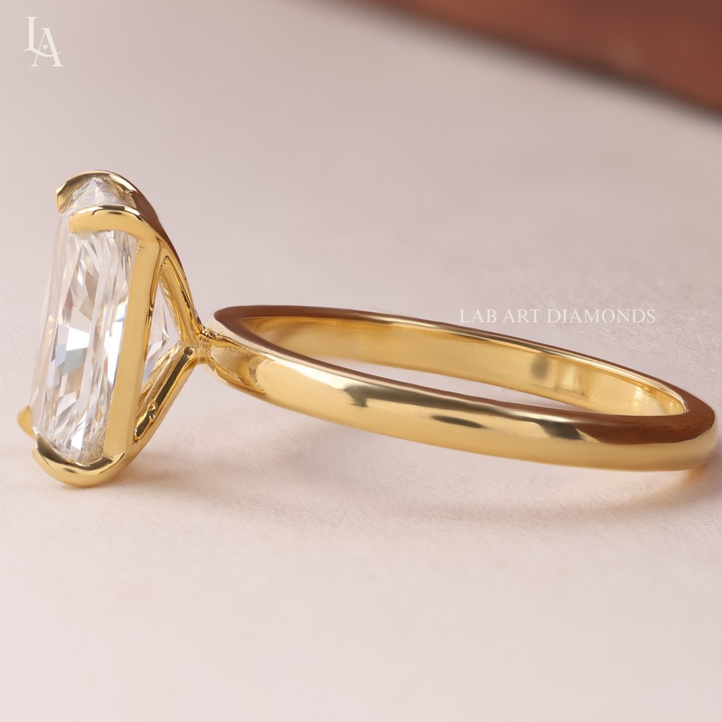 Elongated Radiant Cut Solitaire Engagement Ring