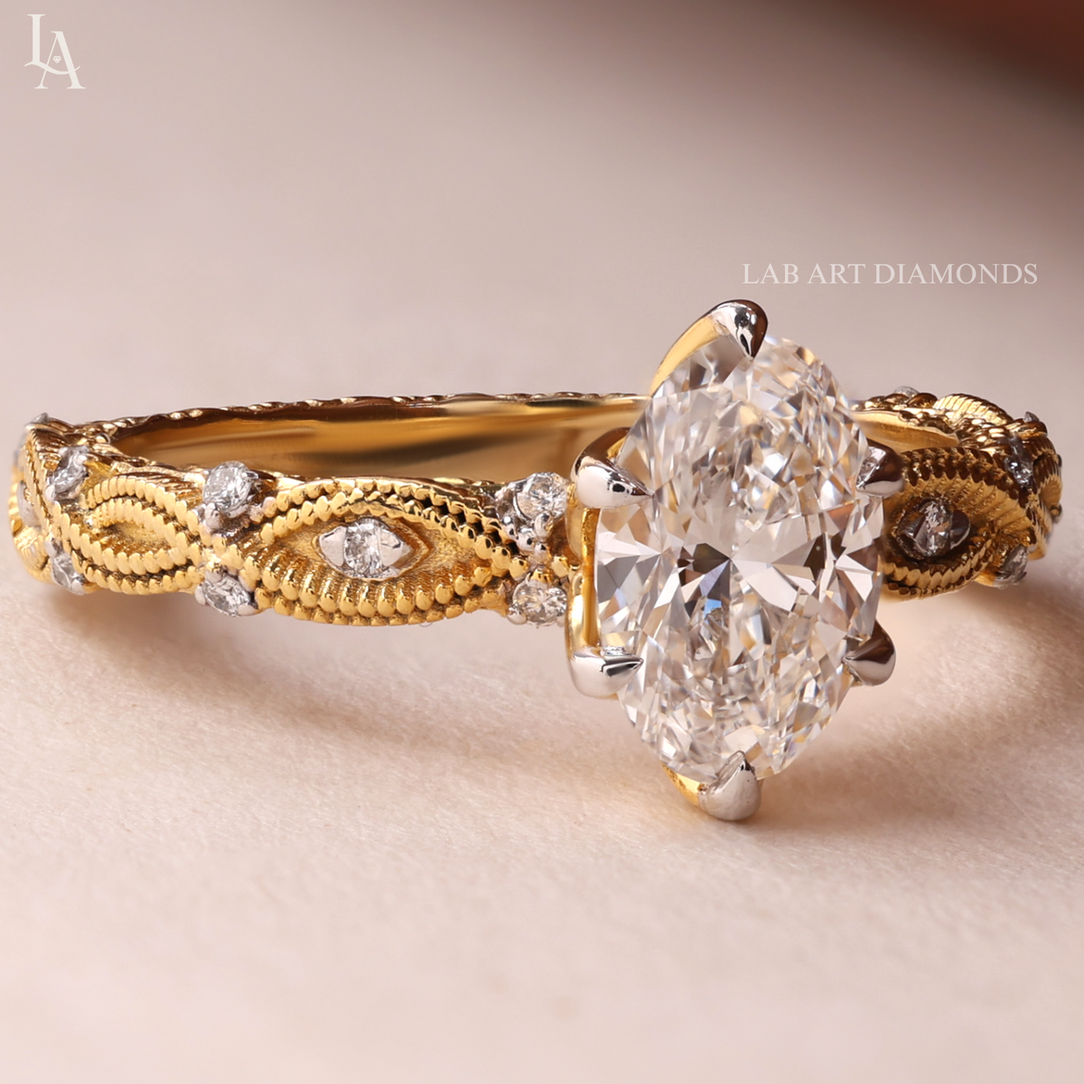 Oval Cut Vintage Milgrain Engagement Ring