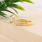 Nature Inspired Marquise Petal Crown Curved Band