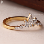 Curved Marquise Crown Wedding Band