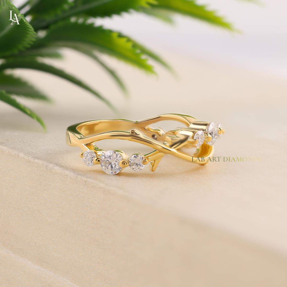 Twing Vine Nature Inspired Leaf Wedding Band