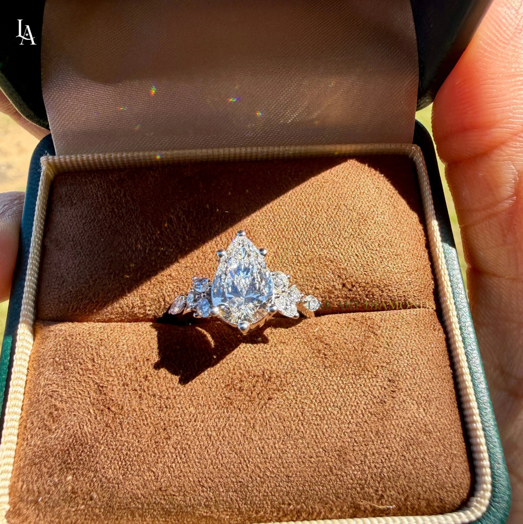 Pear Cut Cluster Engagement Ring