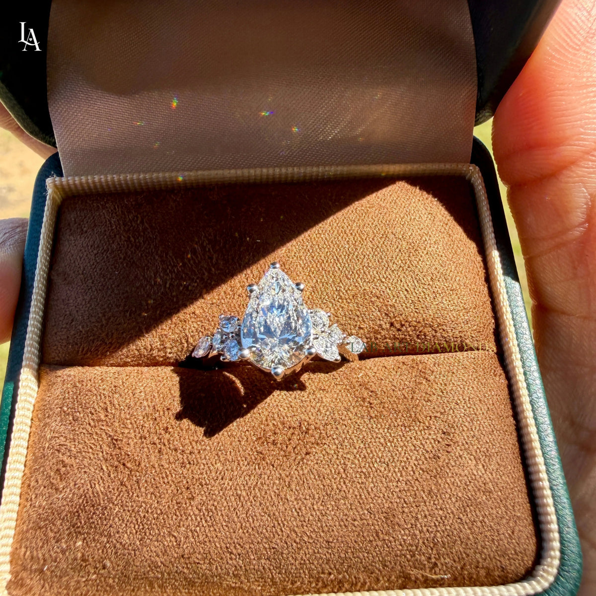 Pear Cut Cluster Engagement Ring