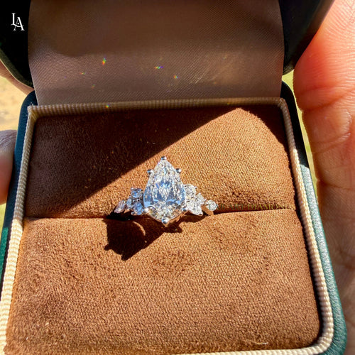 Pear Cut Cluster Engagement Ring