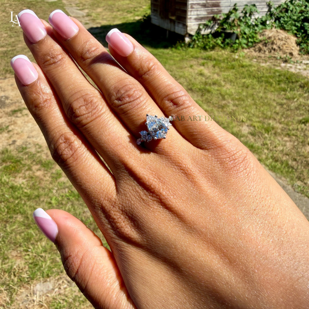 Pear Cut Cluster Engagement Ring