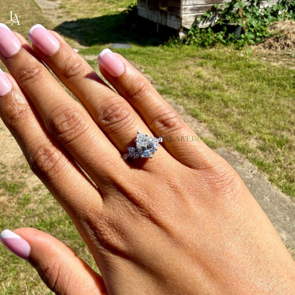 Pear Cut Cluster Engagement Ring