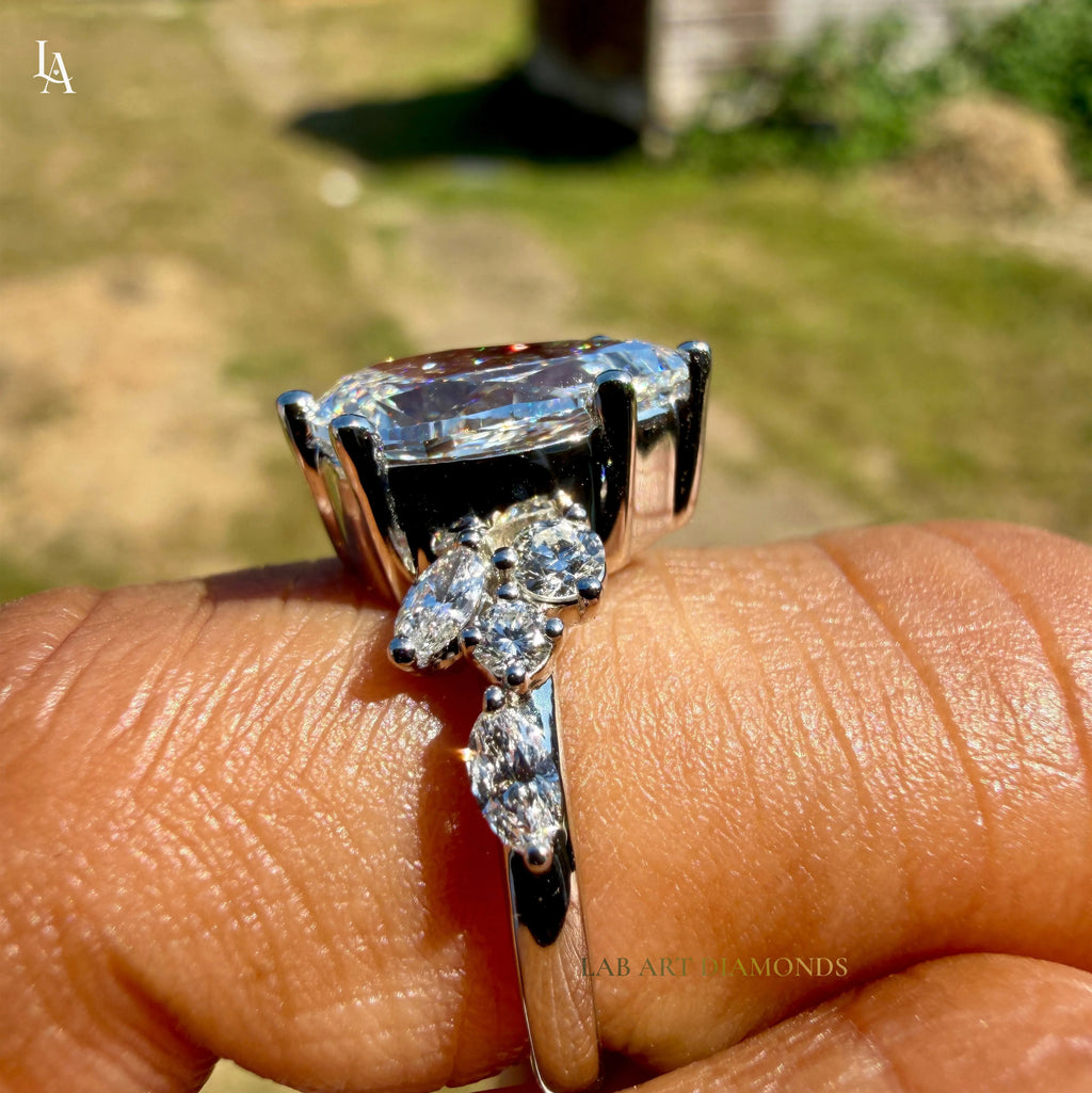 Pear Cut Cluster Engagement Ring