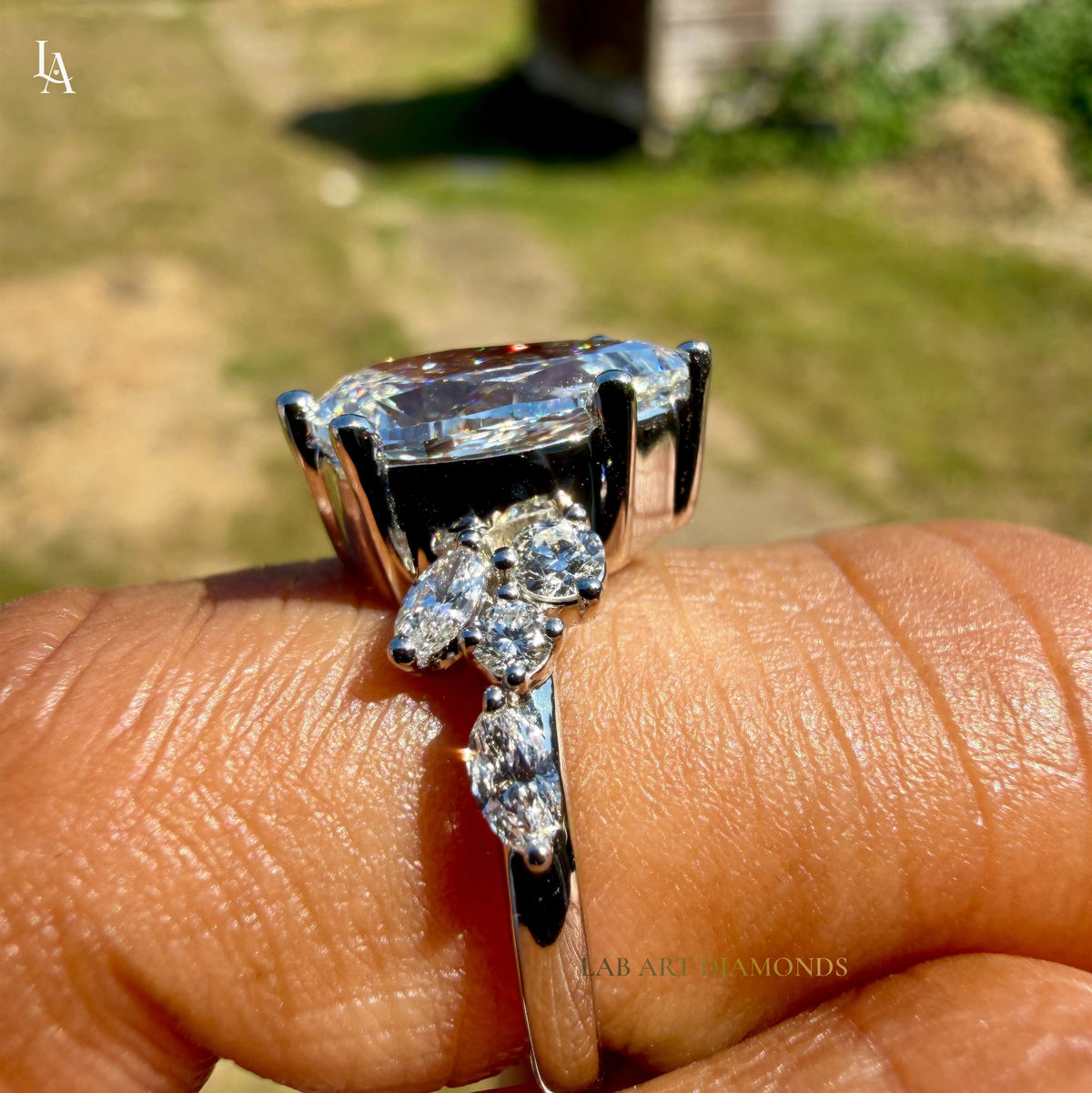 Pear Cut Cluster Engagement Ring
