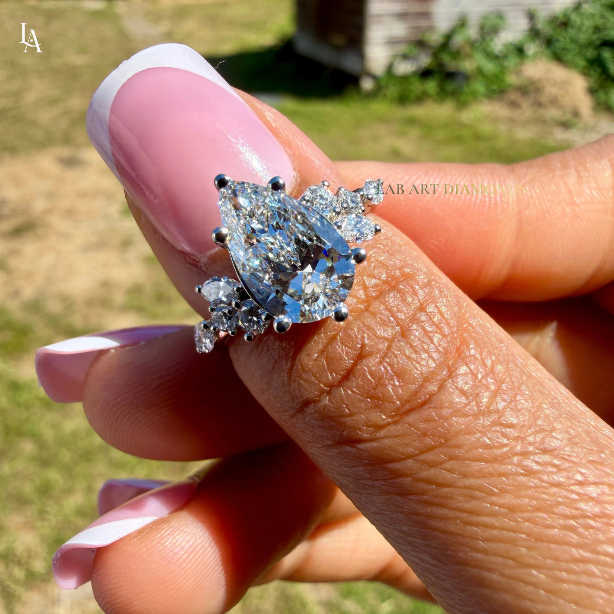 Pear Cut Cluster Engagement Ring