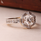 Round Cut Art Deco Halo Engagement Ring