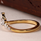 Curved Marquise Crown Wedding Band