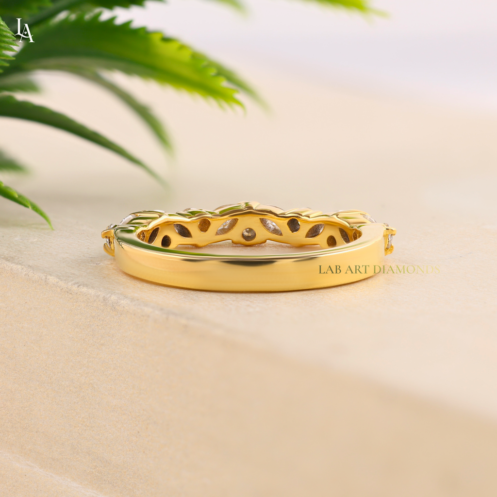 Marquise Cut Cluster Leaf Band