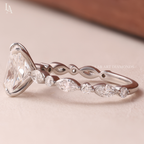 Cushion Cut Marquise Accent Solitaire Engagement Ring