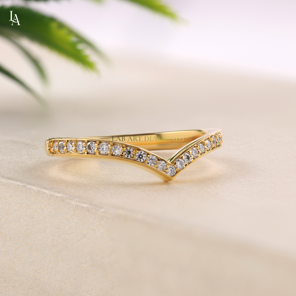 Curved Wishbone V shape Stacking Ring