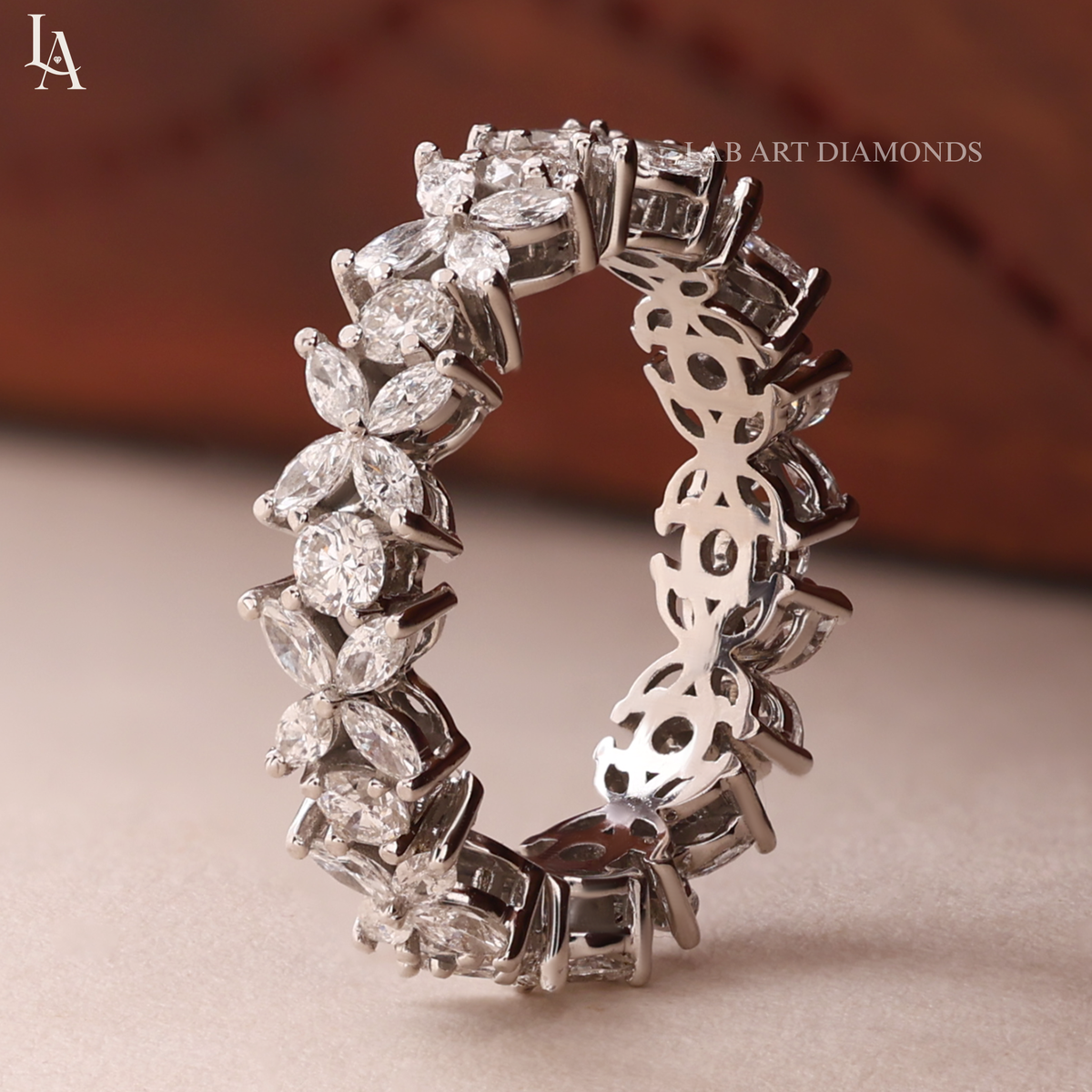 Marquise-Cut  Flower Eternity Band
