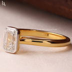 Emerald Cut Bezel Set Engagement Ring