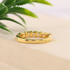 Slanted Leaf Marquise 7 Stone Half Eternity Band